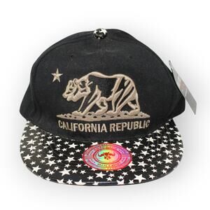 California Republic Hat Snapback Canvas Vinyl Stars Cali Bullbot Pro Style